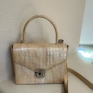 Escada‎ Cream Leather Top Handle Bag Purse Small Shoulder Strap